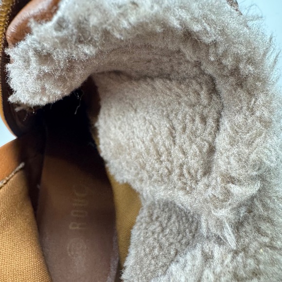 Rouge‎ Women Size 8.5 Brown Faux Leather Wedge Ankle Boots Lace Up Side Zip - Picture 7 of 14